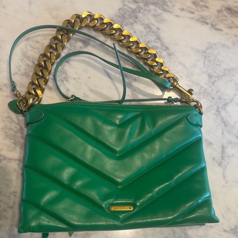 Rebecca Minkoff Green Crossbody Bag with Gold Chain - Picture 3 of 12
